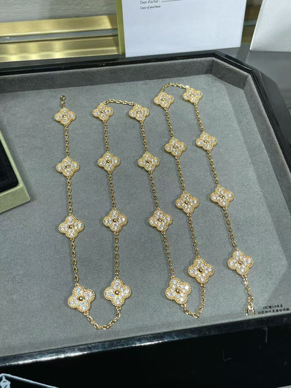 [Stars Jewelry]CLOVER 20 MOTIFS FULL-DIAMOND NECKLACE