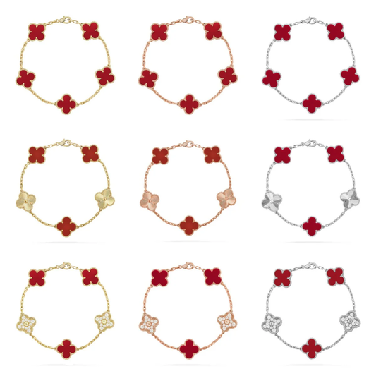 [Stars Jewelry] CLOVER 5 MOTIF RED CORNELIAN BRACELET COLLECTION