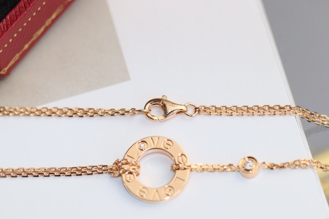 [Stars Jewelry]LOVE NECKLACE ADJUSTABLE ROSE GOLD 2 DIAMOND