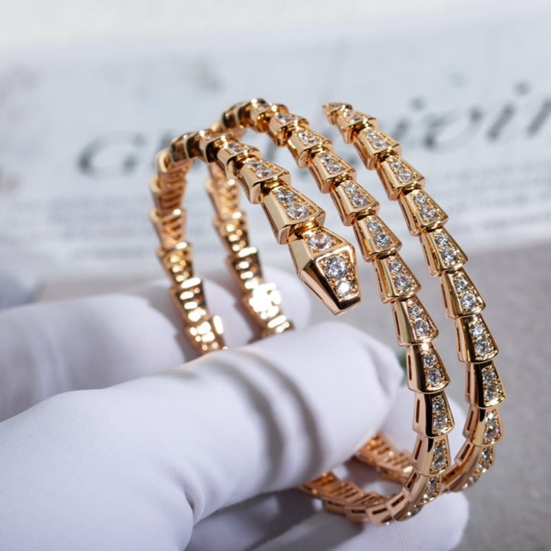 [Stars Jewelry]SERPENTI BRACELET PINK GOLD DIAMOND DOUBLE ROW