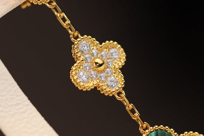 [Stars Jewelry]CLOVER EARRINGS GOLD MALACHITE DIAMOND 3 MOTIF