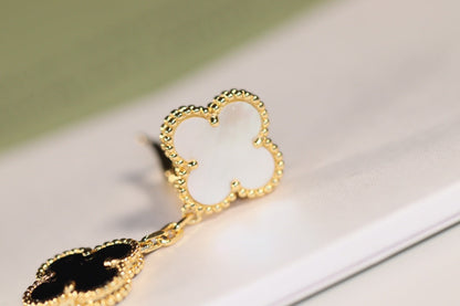 [Stars Jewelry]CLOVER EARRINGS GOLD ONYX MOP 3 MOTIF