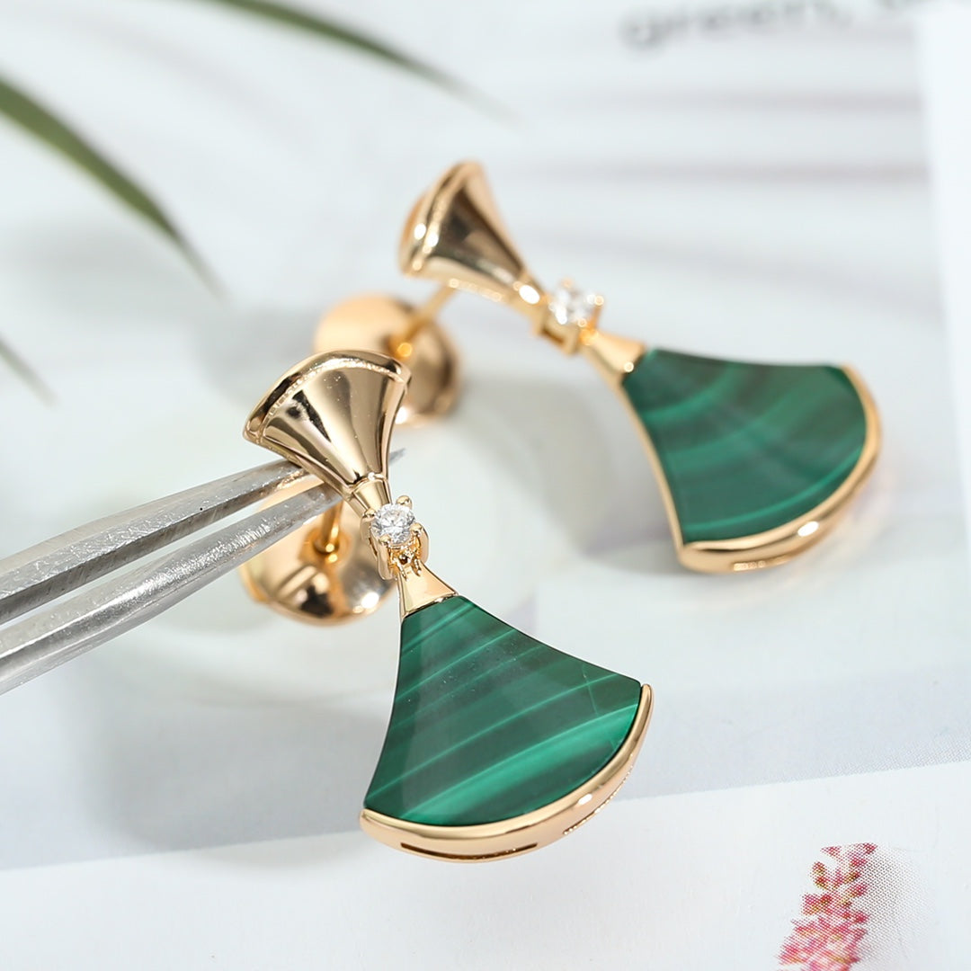 [Stars Jewelry]DREAM MALACHITE PINK GOLD EARRINGS