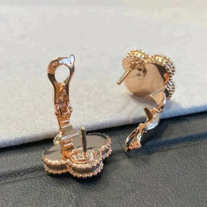 [Stars Jewelry]CLOVER MEDIUM 1 MOTIFS GRAY MOP  DIAMOND EARRINGS