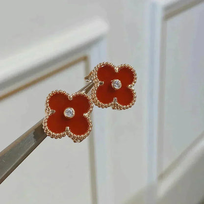[Stars Jewelry]CLOVER MEDIUM 1 MOTIFS CARNELIAN  DIAMOND earrings