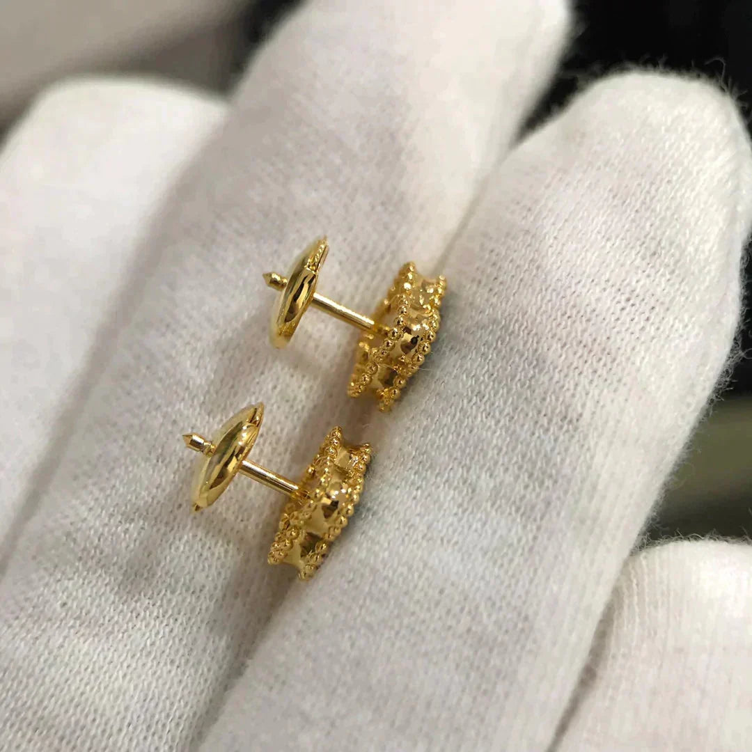 [Stars Jewelry]CLOVER MINI 9.5MM MALACHITE  EARRINGS