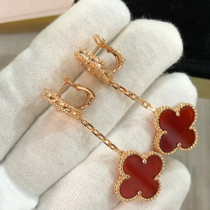 [Stars Jewelry]CLOVER 2 MOTIF  LASER CARNELIAN EARRINGS