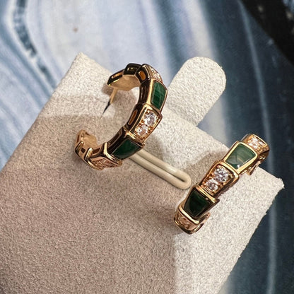 [Stars Jewelry]SERPENTI MALACHITE PINK GOLD EARRINGS