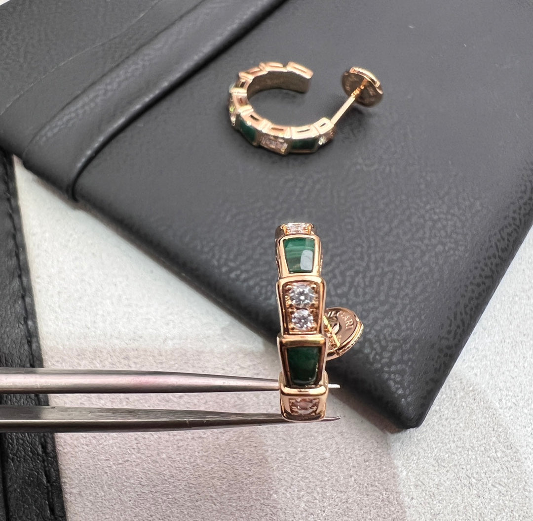 [Stars Jewelry]SERPENTI MALACHITE PINK GOLD EARRINGS