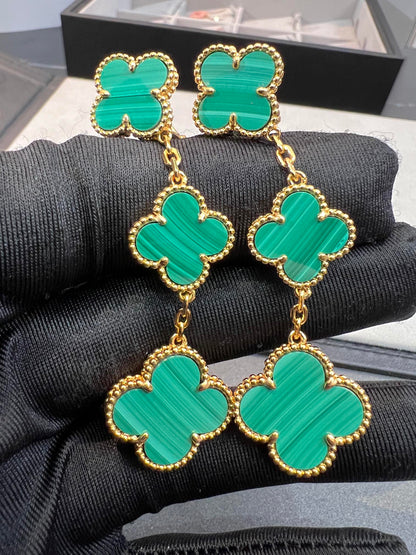 [Stars Jewelry]CLOVER MALACHITE 3 MOTIFS GOLD