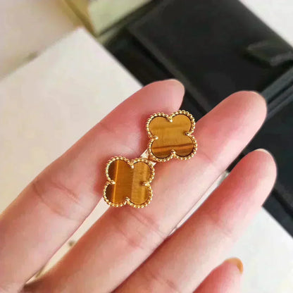 [Stars Jewelry]CLOVER MEDIUM 1 MOTIFS TIGER EYE EARRINGS