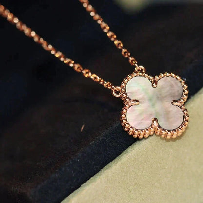 [Stars Jewelry]CLOVER 15MM  GRAY MOTHER OF PEARL NECKLACE