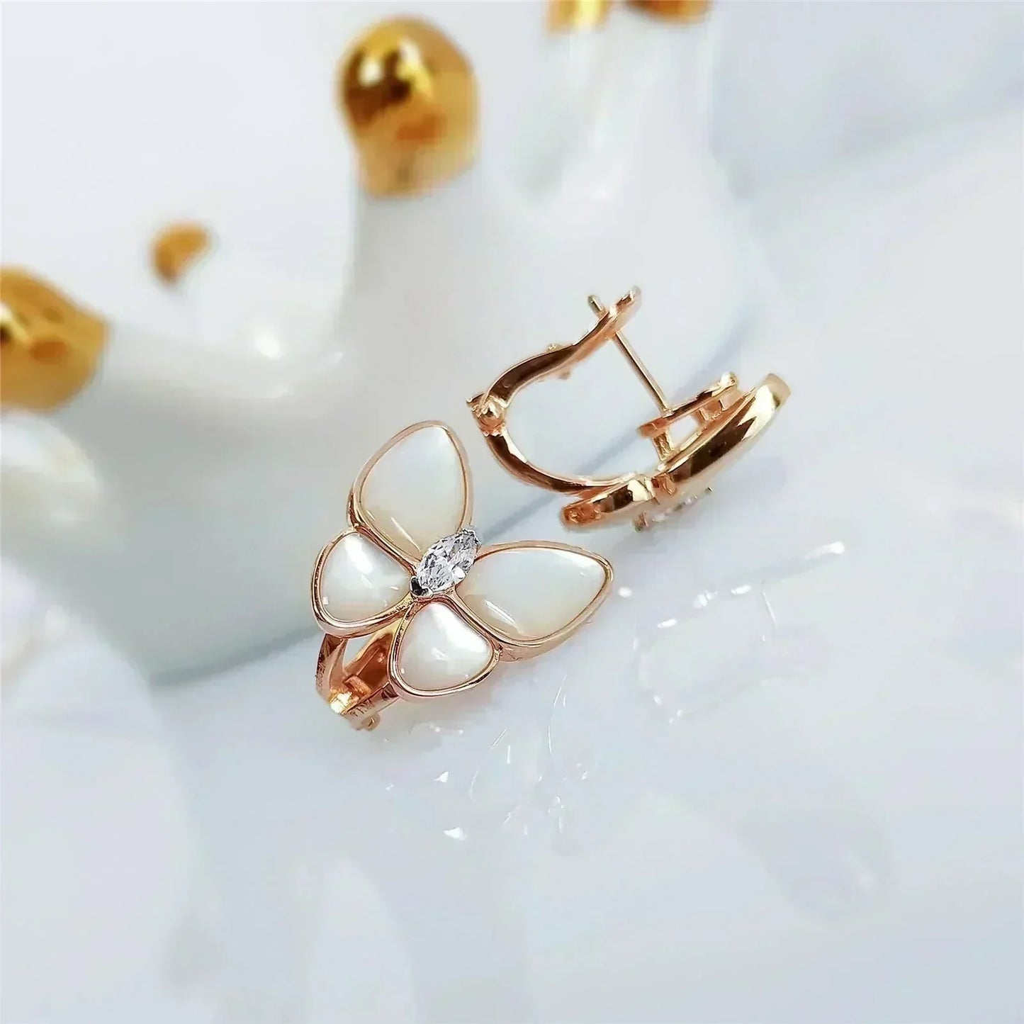 [Stars Jewelry]BUTTERFLY MOP DIAMOND EARRINGS
