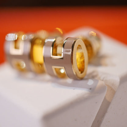 [Stars Jewelry]MINI POP H GOLD EARRINGS GREY