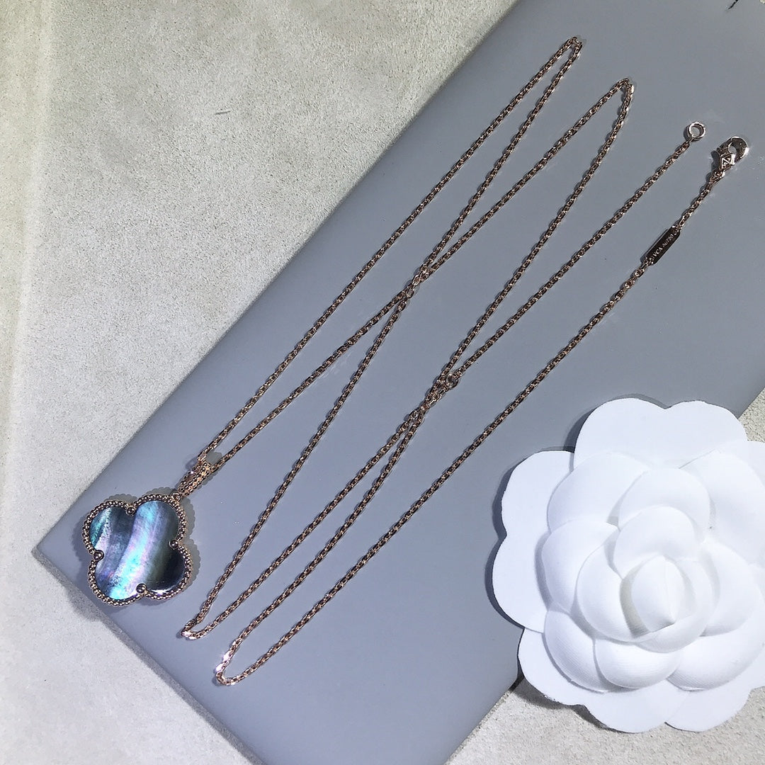 [Stars Jewelry]CLOVER 25MM GOLD DARK MOP BIG CLOVER NECKLACE
