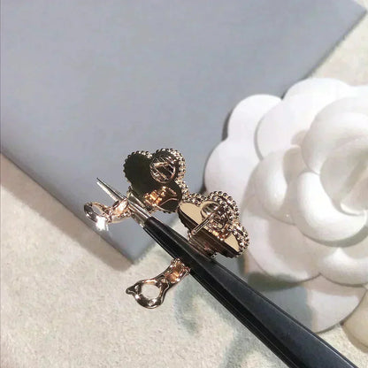 [Stars Jewelry]CLOVER MEDIUM 1 MOTIFS  PINK MOP DIAMOND EARRINGS