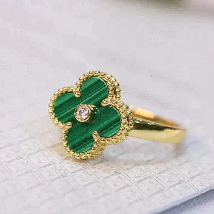 [Stars Jewelry]CLOVER MALACHITE RING GOLD DIAMOND