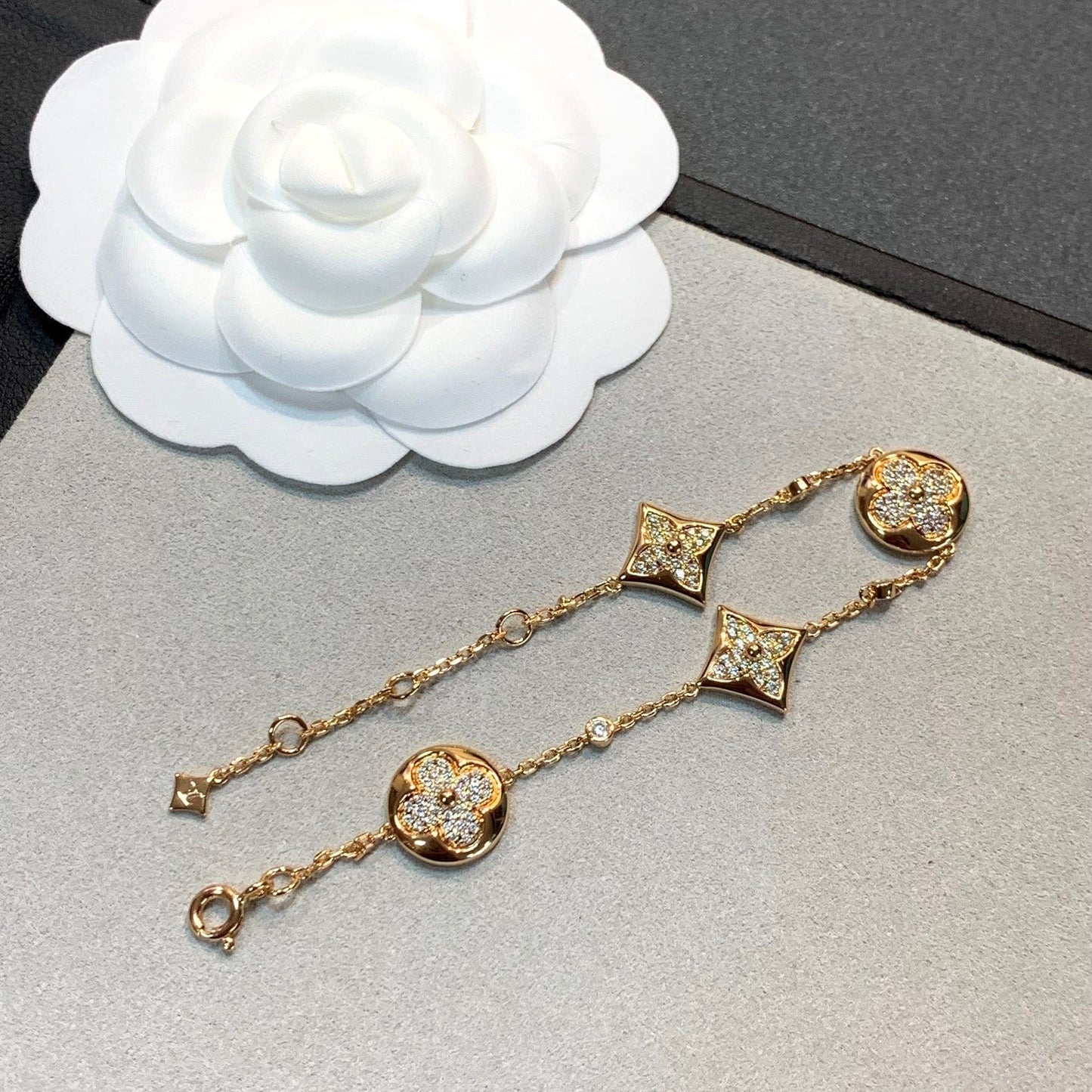 [Stars Jewelry]STAR AND SUN 4 MOTIFS GOLD DIAMONDS BRACELET