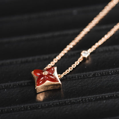 [Stars Jewelry]STAR NECKLACE PINK GOLD 1 DIAMOND