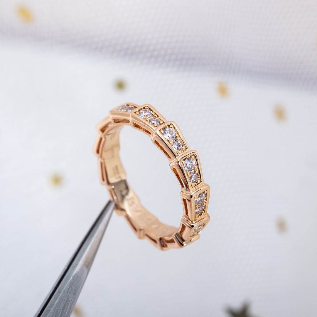 [Stars Jewelry]SERPENTI RING PINK GOLD DIAMOND PAVED 3MM