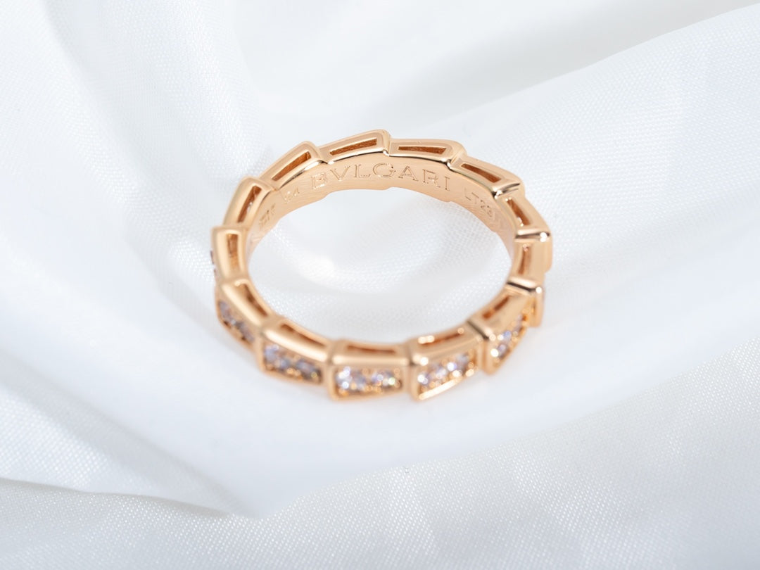 [Stars Jewelry]SERPENTI RING PINK GOLD DIAMOND PAVED 3MM
