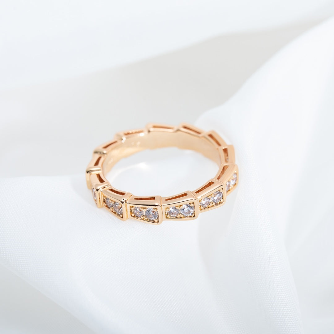 [Stars Jewelry]SERPENTI RING PINK GOLD DIAMOND PAVED 3MM