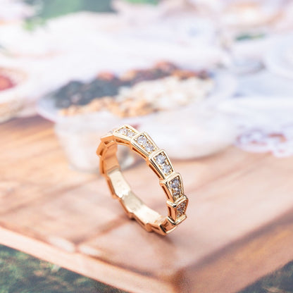 [Stars Jewelry]SERPENTI RING PINK GOLD DIAMOND PAVED 3MM