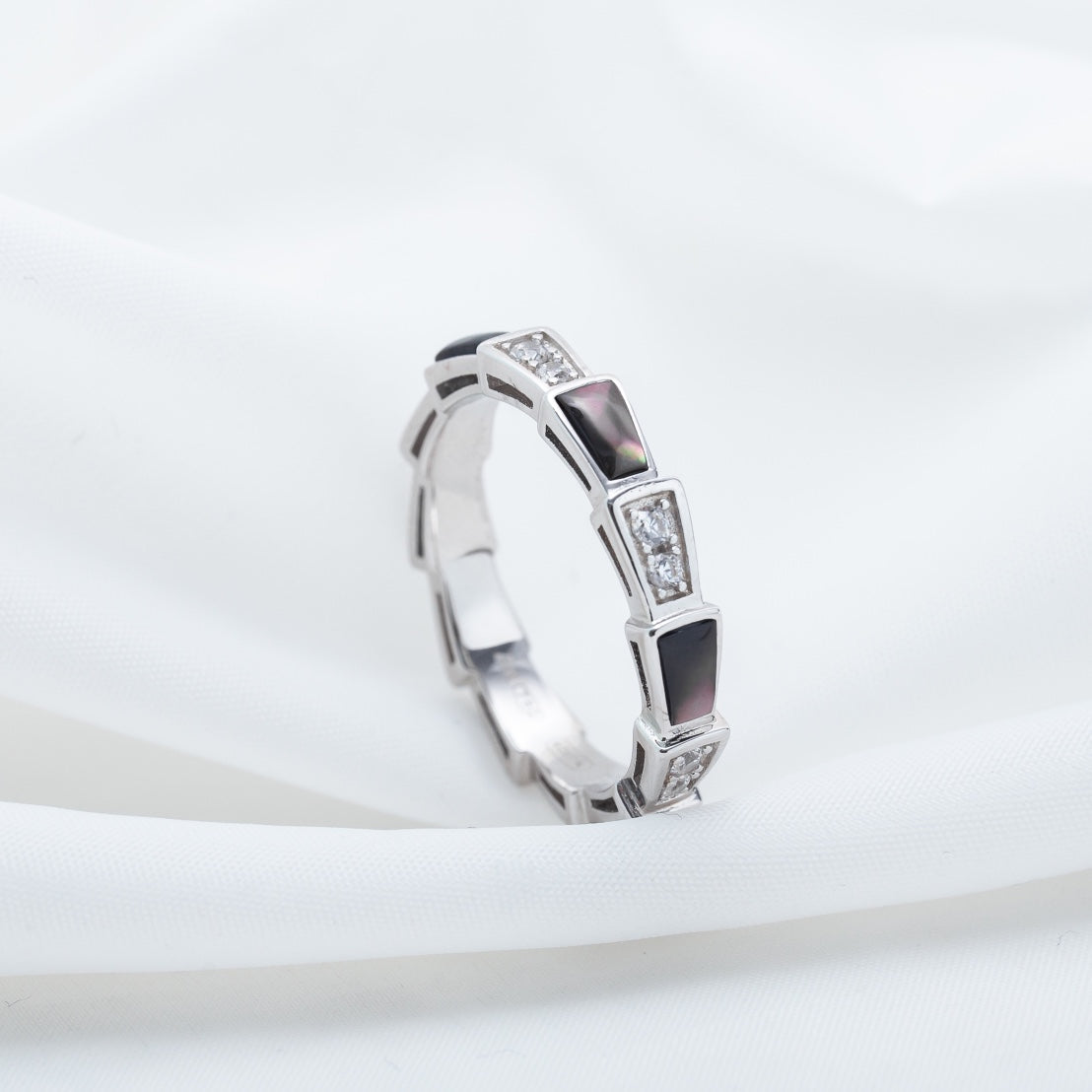 [Stars Jewelry]SERPENTI RING SILVER  DIAMOND BLACK MOP 3MM