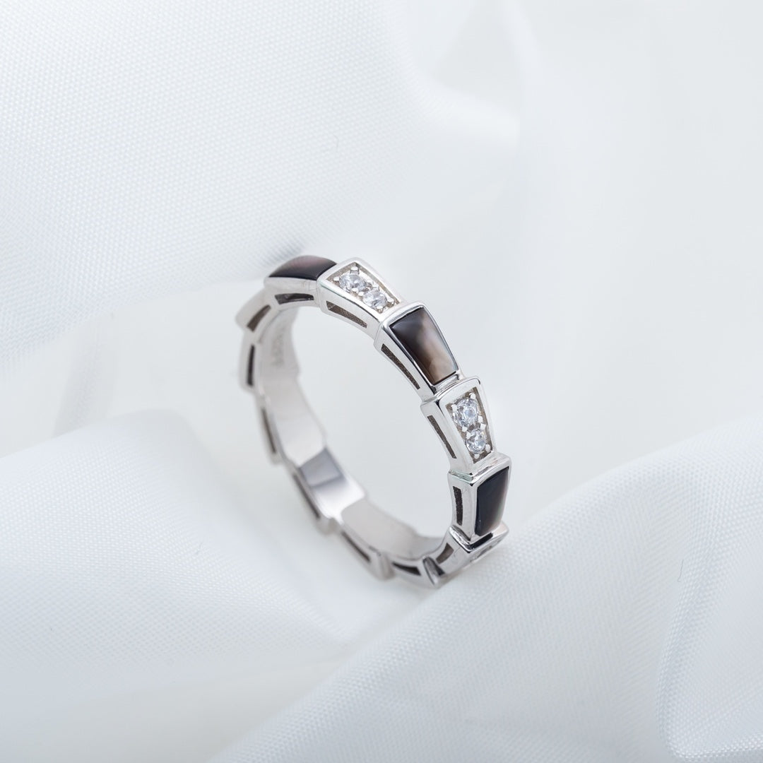 [Stars Jewelry]SERPENTI RING SILVER  DIAMOND BLACK MOP 3MM