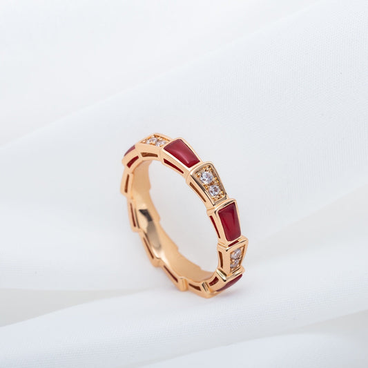 [Stars Jewelry]SERPENTI RING PINK GOLD CARNELIAN DIAMOND 3MM