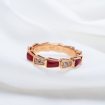 [Stars Jewelry]SERPENTI RING PINK GOLD CARNELIAN DIAMOND 3MM