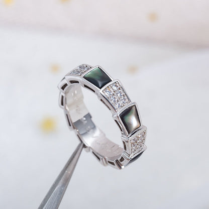 [Stars Jewelry]SERPENTI RING SILVER DIAMOND BLACK MOP 4MM