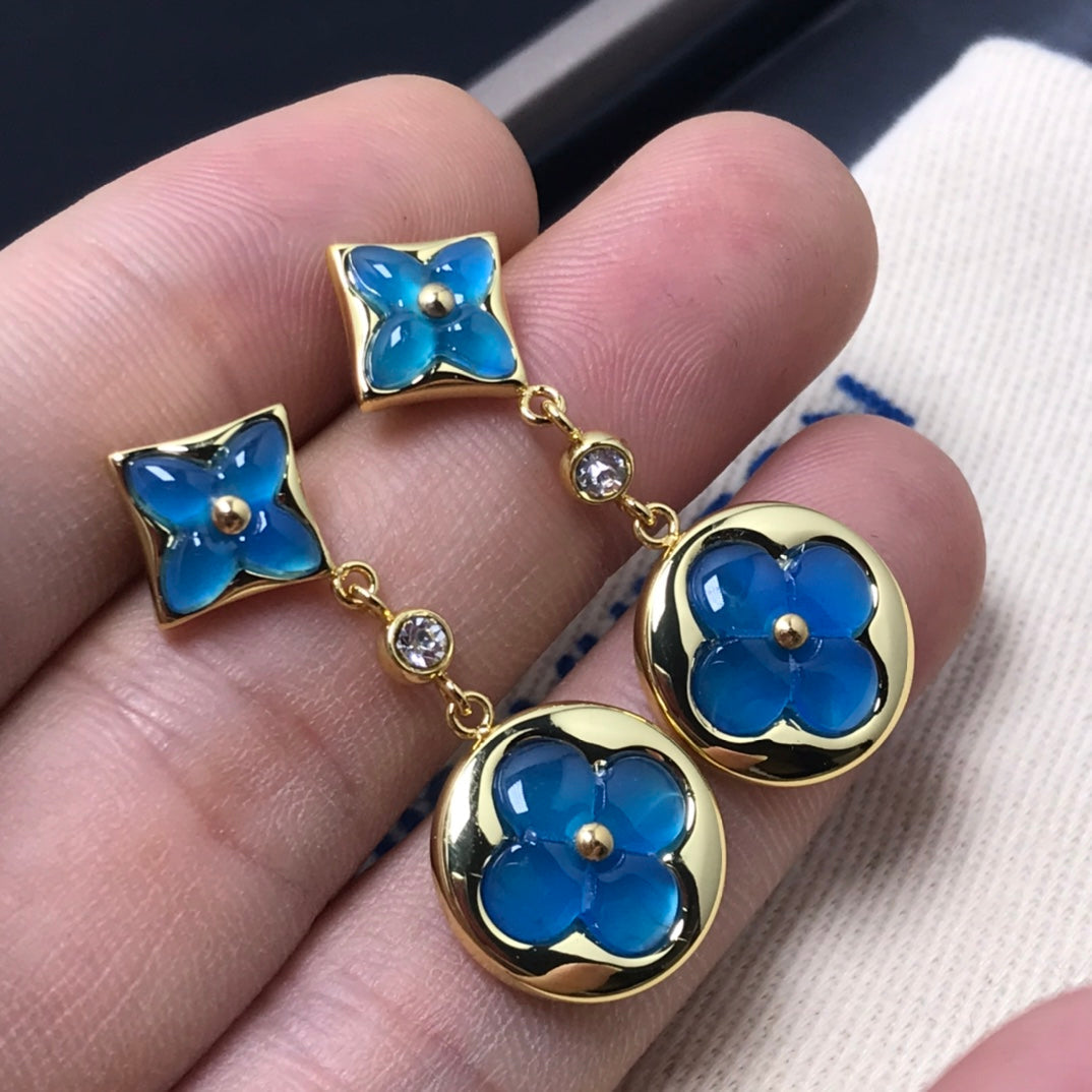 [Stars Jewelry]STAR AND SUN AGATE DIAMOND EARRINGS