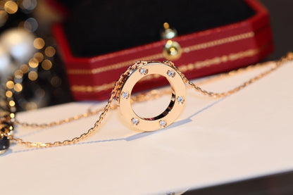 [Stars Jewelry]LOVE NECKLACE 16MM 6 DIAMONDS PINK GOLD