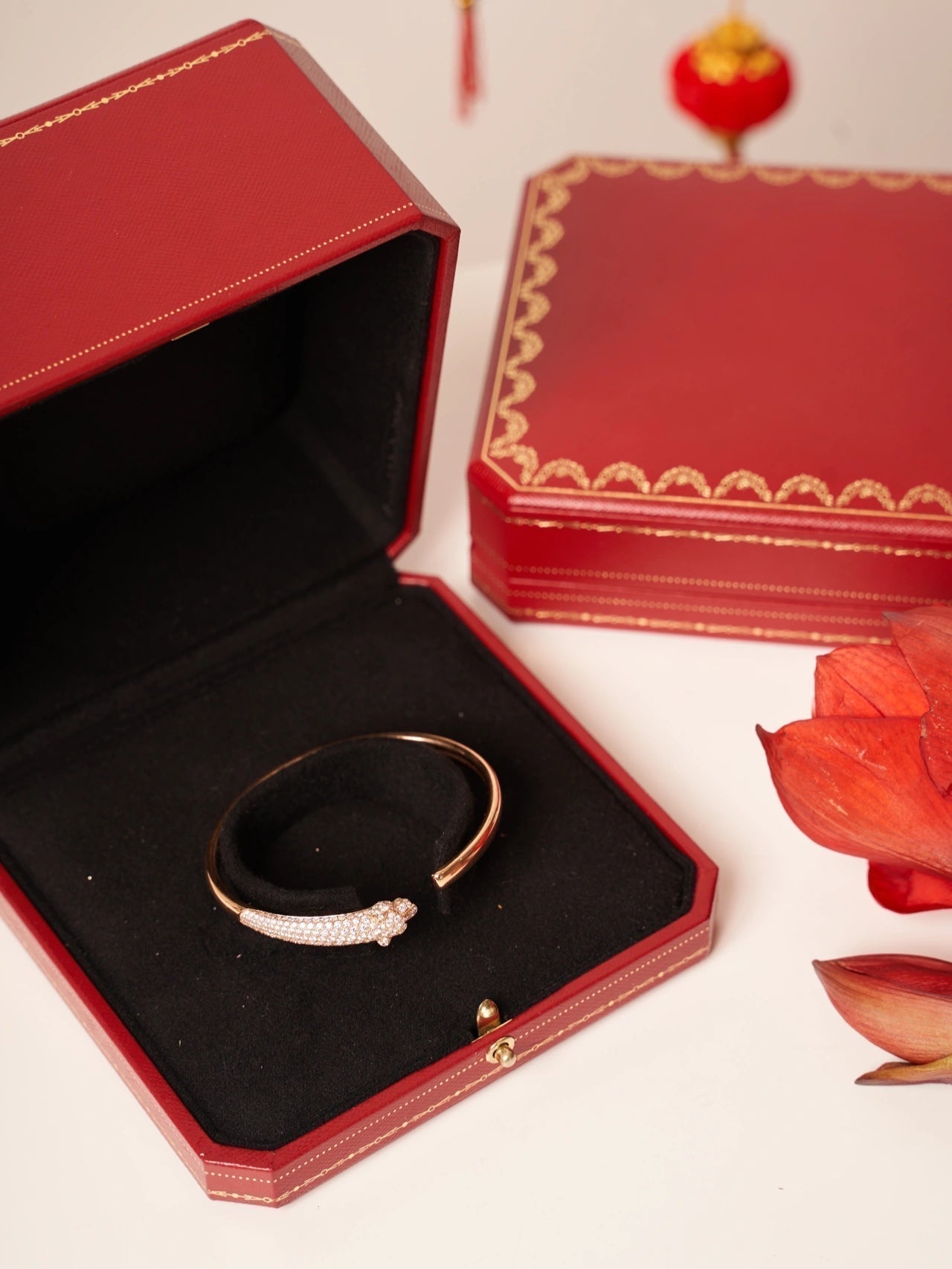 [Stars Jewelry]PANTHERE ROSE GOLD DIAMOND OPEN BRACELET