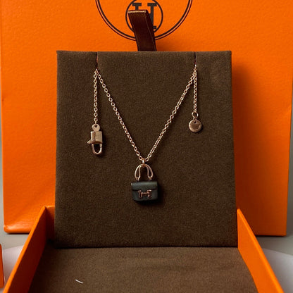 [Stars Jewelry]CONSTANCE BLACK PEDANT PINK GOLD NECKLACE