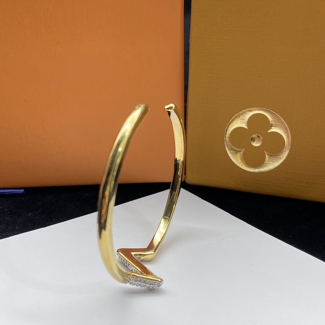 [Stars Jewelry]VOLTE UPSITE DOWN DIAMOND GOLD OPEN BRACELET