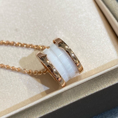 [Stars Jewelry]ZERO 1 WHITE CERAMIC PINK GOLD NECKLACE