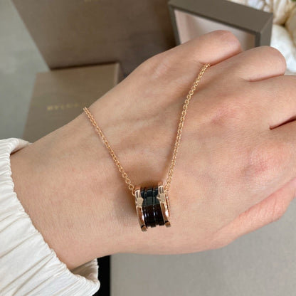 [Stars Jewelry]ZERO 1 BLACK CERAMIC PINK GOLD NECKLACE