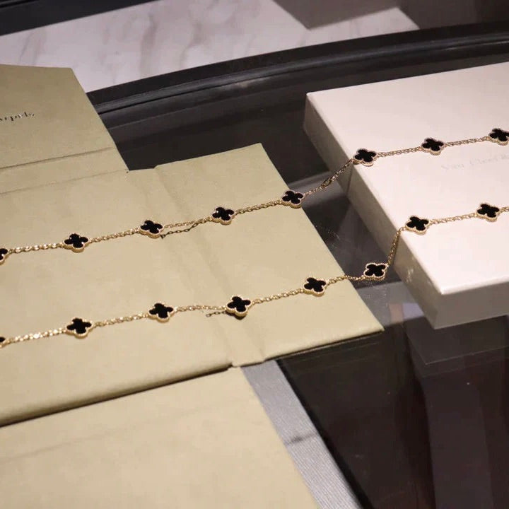 [Stars Jewelry]CLOVER 20 MOTIFS ONYX NECKLACE
