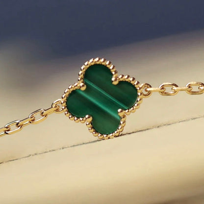 [Stars Jewelry]CLOVER 20 MOTIFS MALACHITE DIAMOND NECKLACE