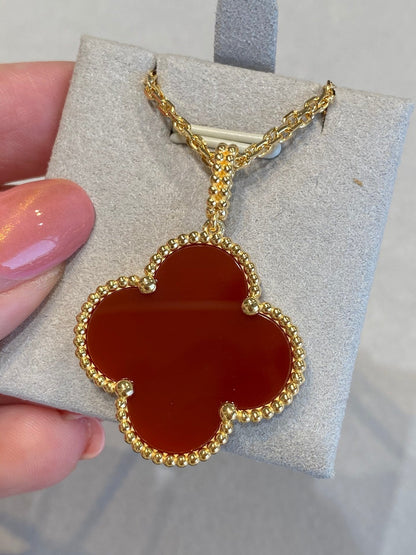 [Stars Jewelry]CLOVER 25MM NECKLACE GOLD CARNELIAN