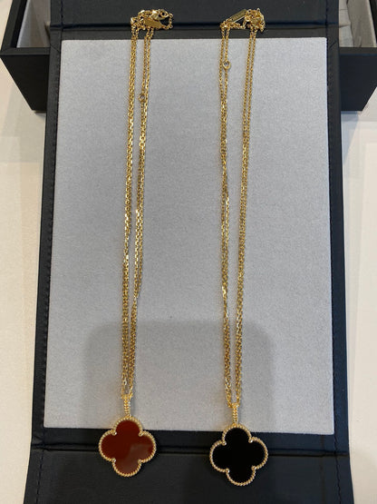 [Stars Jewelry]CLOVER 25MM NECKLACE GOLD CARNELIAN