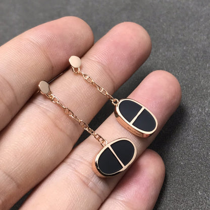 [Stars Jewelry]CHAINE VERSO BLACK CERAMIC SILVER EARRINGS
