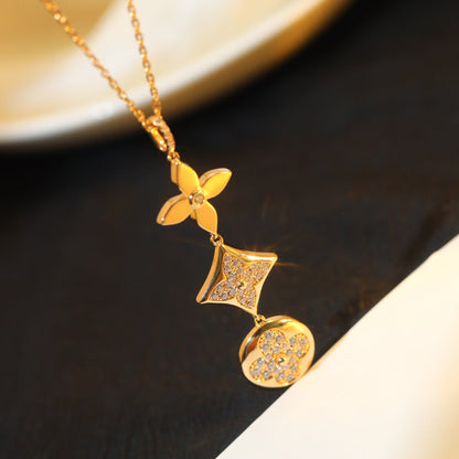 [Stars Jewelry]STAR AND SUN DIAMOND PINK GOLD NECKLACE