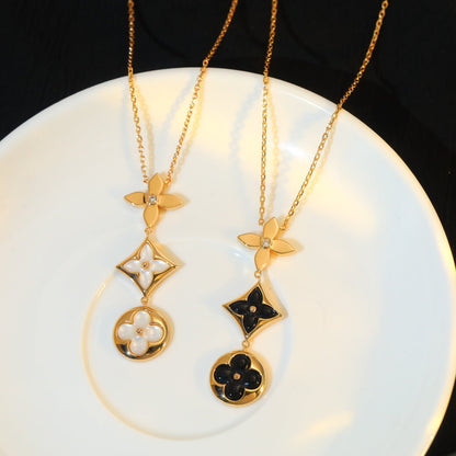 [Stars Jewelry]STAR AND SUN ONYX PINK GOLD NECKLACE