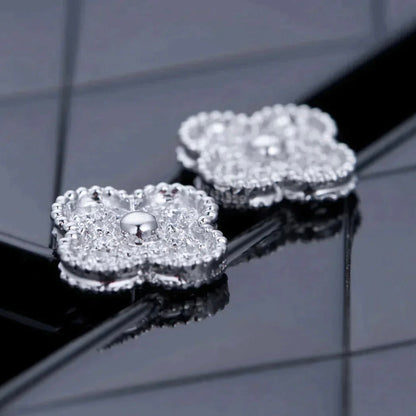 [Stars Jewelry]CLOVER 1 MOTIFS DIAMOND STUD EARRINGS SILVER