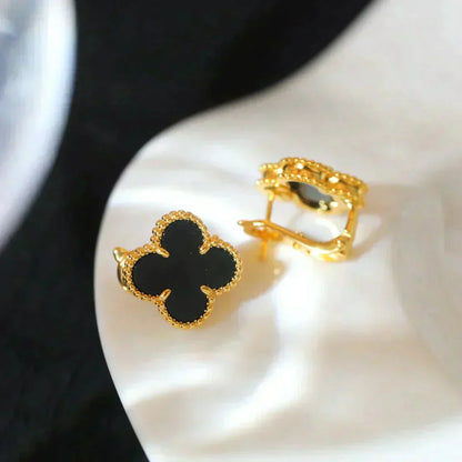 [Stars Jewelry]CLOVER MEDIUM 1 MOTIFS  ONYX STUD EARRINGS