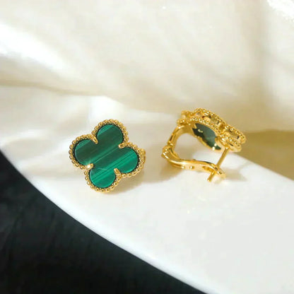 [Stars Jewelry]CLOVER MEDIUM 1 MOTIFS MALACHITE  EARRINGS