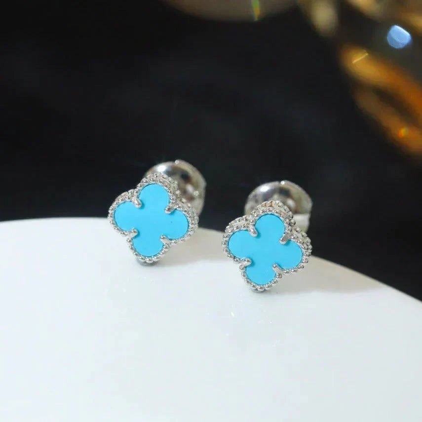 [Stars Jewelry]CLOVER MINI 9.5MM ONYX STUD EARRINGS SILVER